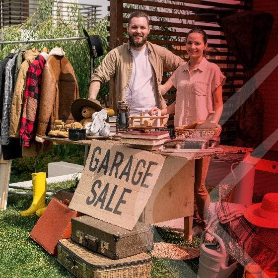 Second-hand clothes laid out for sale